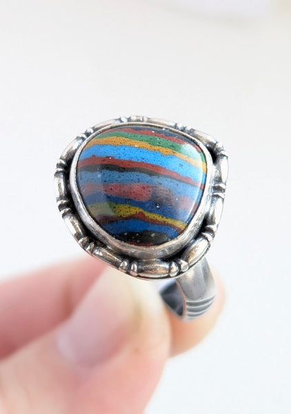 Rainbow Casillica Ring,Size 9.5