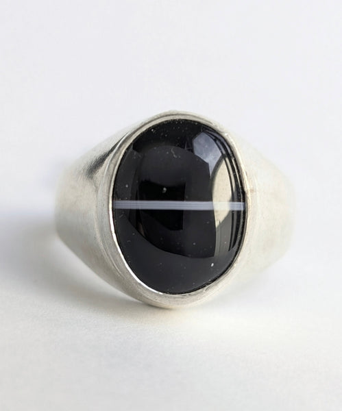 Banded Agate Signet Ring, Size 13