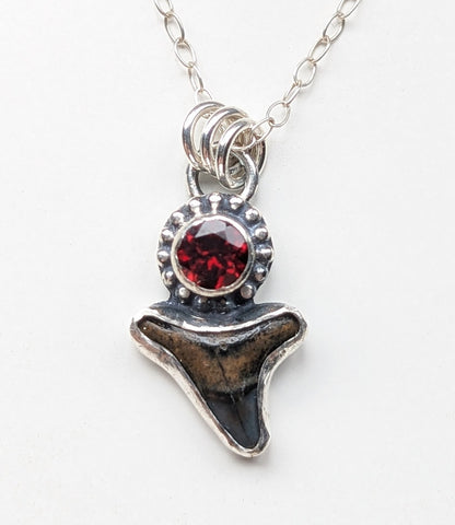 Sharks Tooth and Garnet Necklace