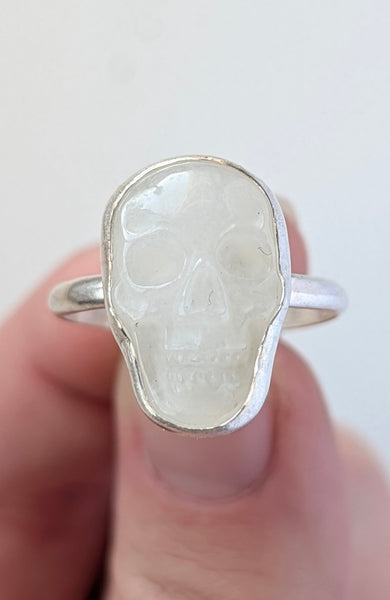 Quartz Skull Ring, Size 9