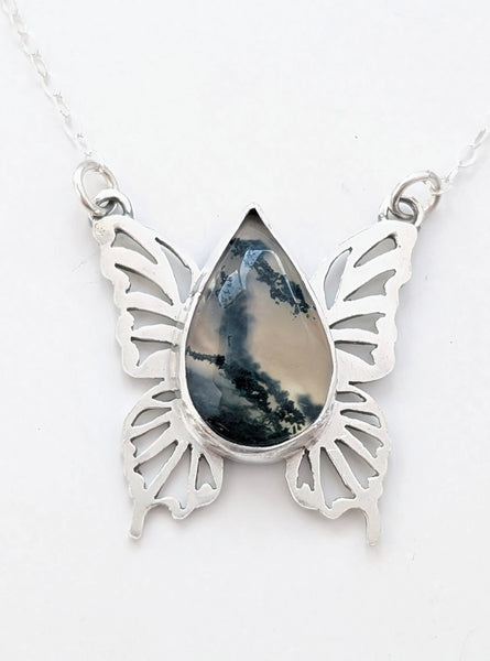 Moss Agate Butterfly Necklace