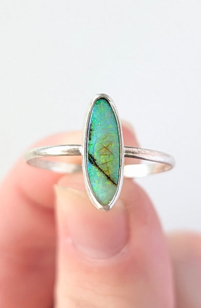 Sterling Opal Stacking Ring, Size 10.5
