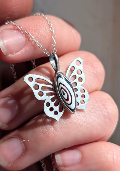 Fordite Butterfly Necklace
