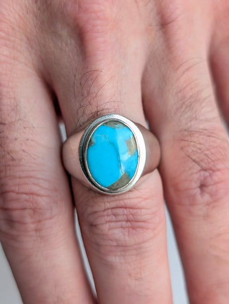 Persian Turquoise Signet Ring, Size 12