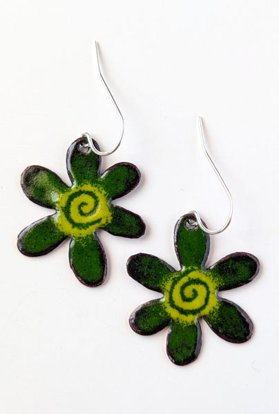 Enameled Flower Earrings
