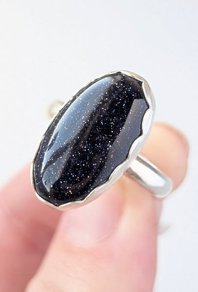 Midnight Goldstone Ring, Size 8.5