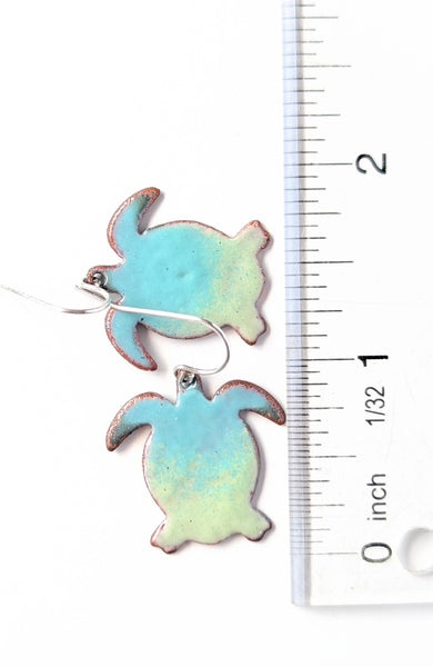 Enameled Sea Turtle Earrings