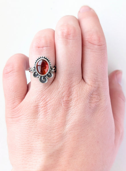 Hessonite Garnet Ring, Size 6