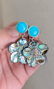 Abalone Shell and Chalcedony Earrings