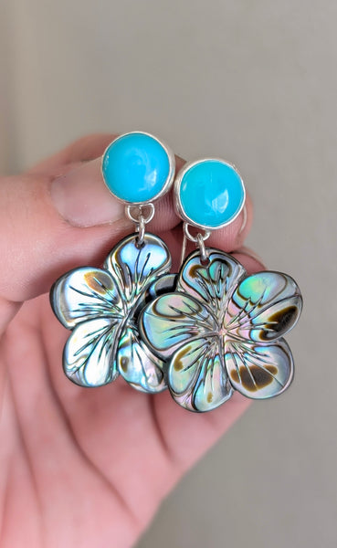 Abalone Shell and Chalcedony Earrings