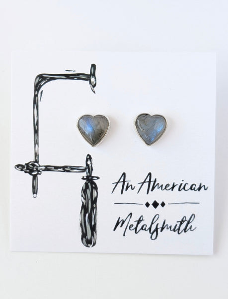 Labradorite Heart Stud Earrings