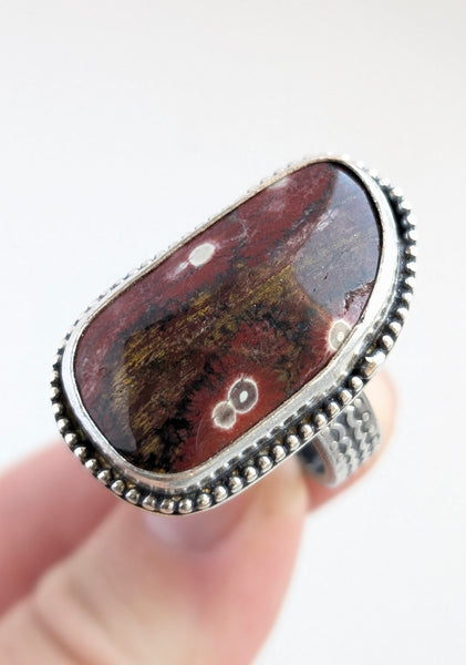 Poppy Jasper Ring,Size 8