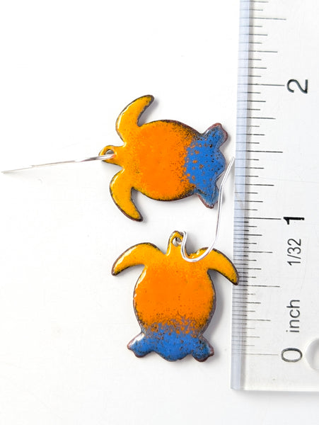 Enameled Sea Turtle Earrings