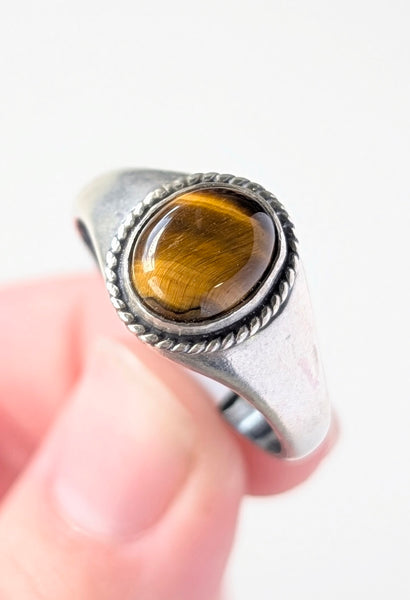 Tigers Eye Signet Ring, Size 12