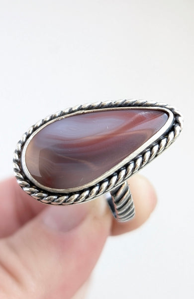 Pink Sierra Madre Agate Ring,Size 10