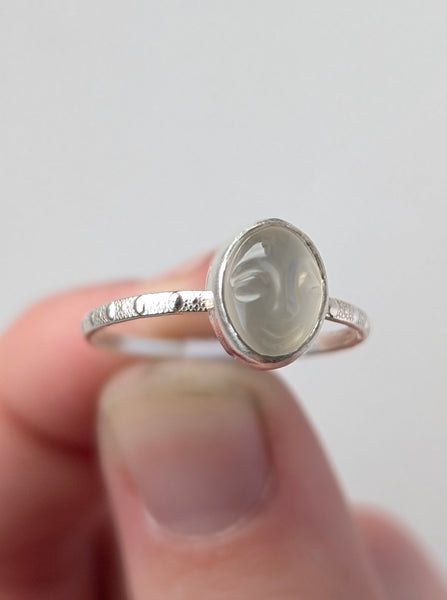Moonstone Face Ring, Size 8.5