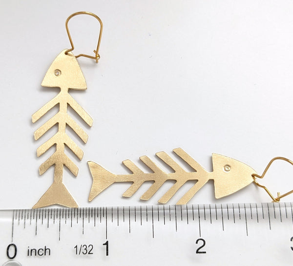 Fish Bone Brass Earrings
