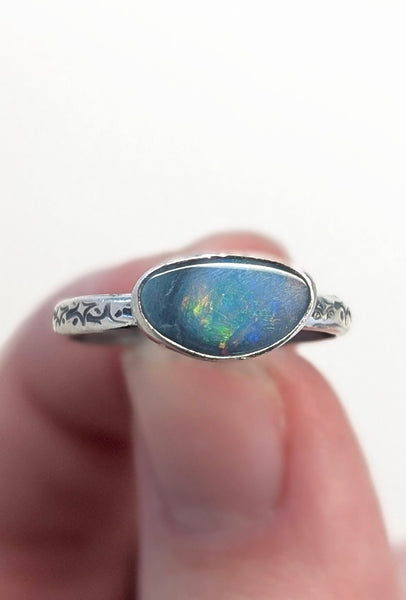Boulder Opal Doublet Ring, Size 7