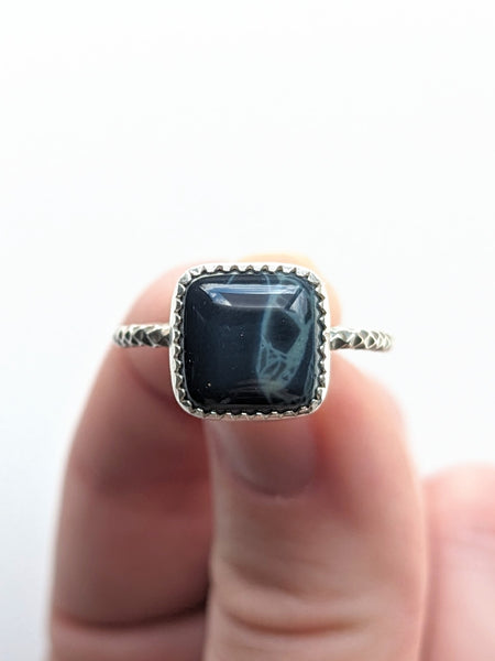 Spider Web Obsidian Stacking Ring Size 8