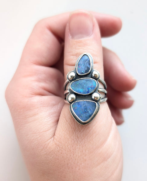 Boulder Opal Doublet Ring, Size 9