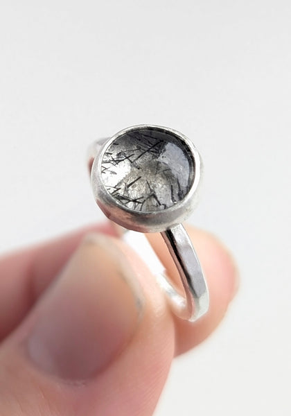 Rutile Quartz Stacking Ring, Size 5