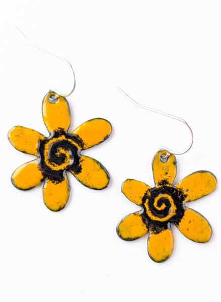 Enameled Flower Earrings
