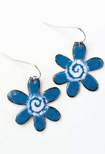 Enameled Flower Earrings