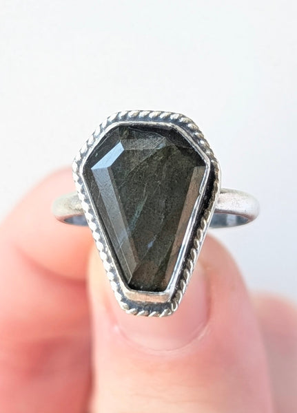 Labradorite Coffin Ring, Size 8