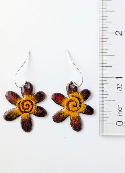 Enameled Flower Earrings