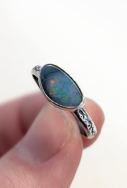 Boulder Opal Doublet Ring, Size 7