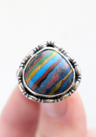 Rainbow Casillica Ring,Size 9.5