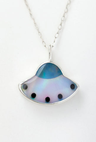 Space Ship Aura Opal Necklace