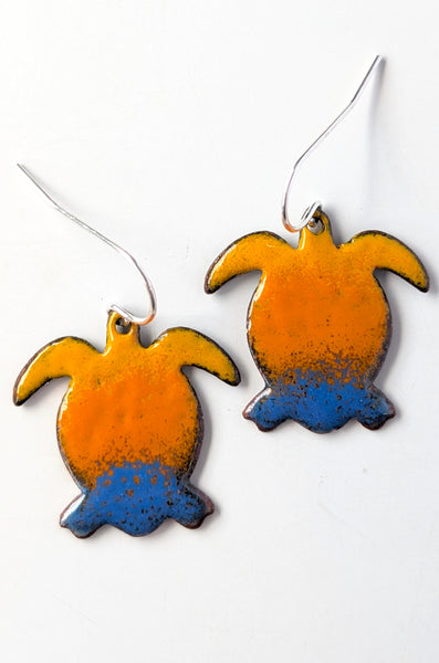 Enameled Sea Turtle Earrings