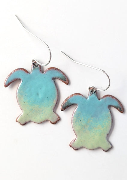 Enameled Sea Turtle Earrings