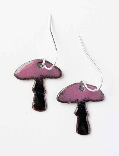 Enameled Mushroom Earrings