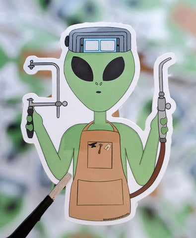 Metalsmithing Alien Sticker