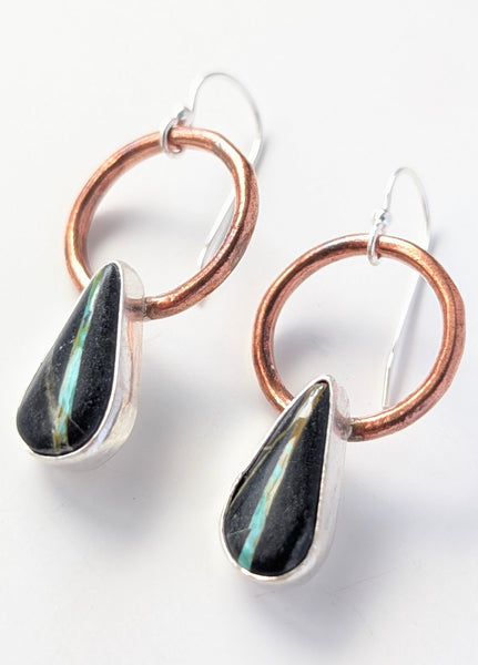Blackjack Turquoise and Copper Earrings