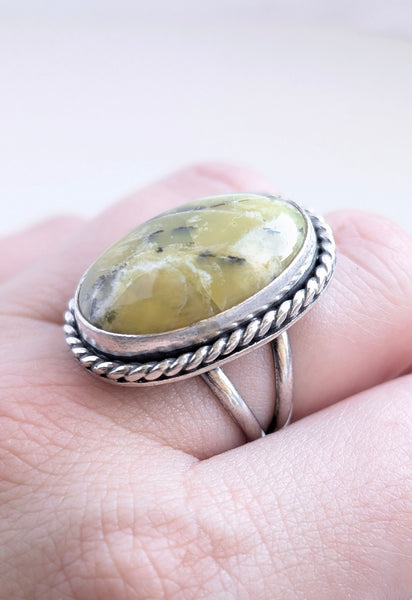 Yellow Opal Ring,Size 7.5