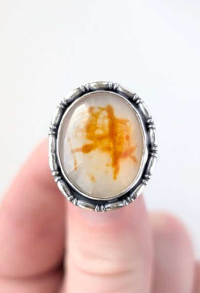 Alphabet Carnelian Agate Ring, Size 8.5