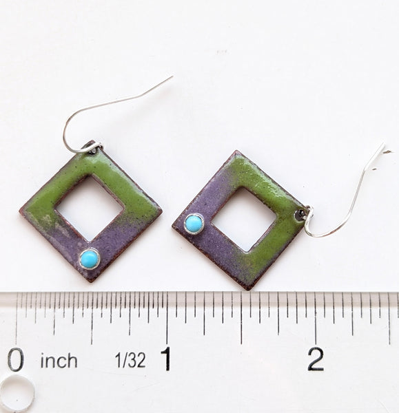 Enameled Earrings with Turquoise
