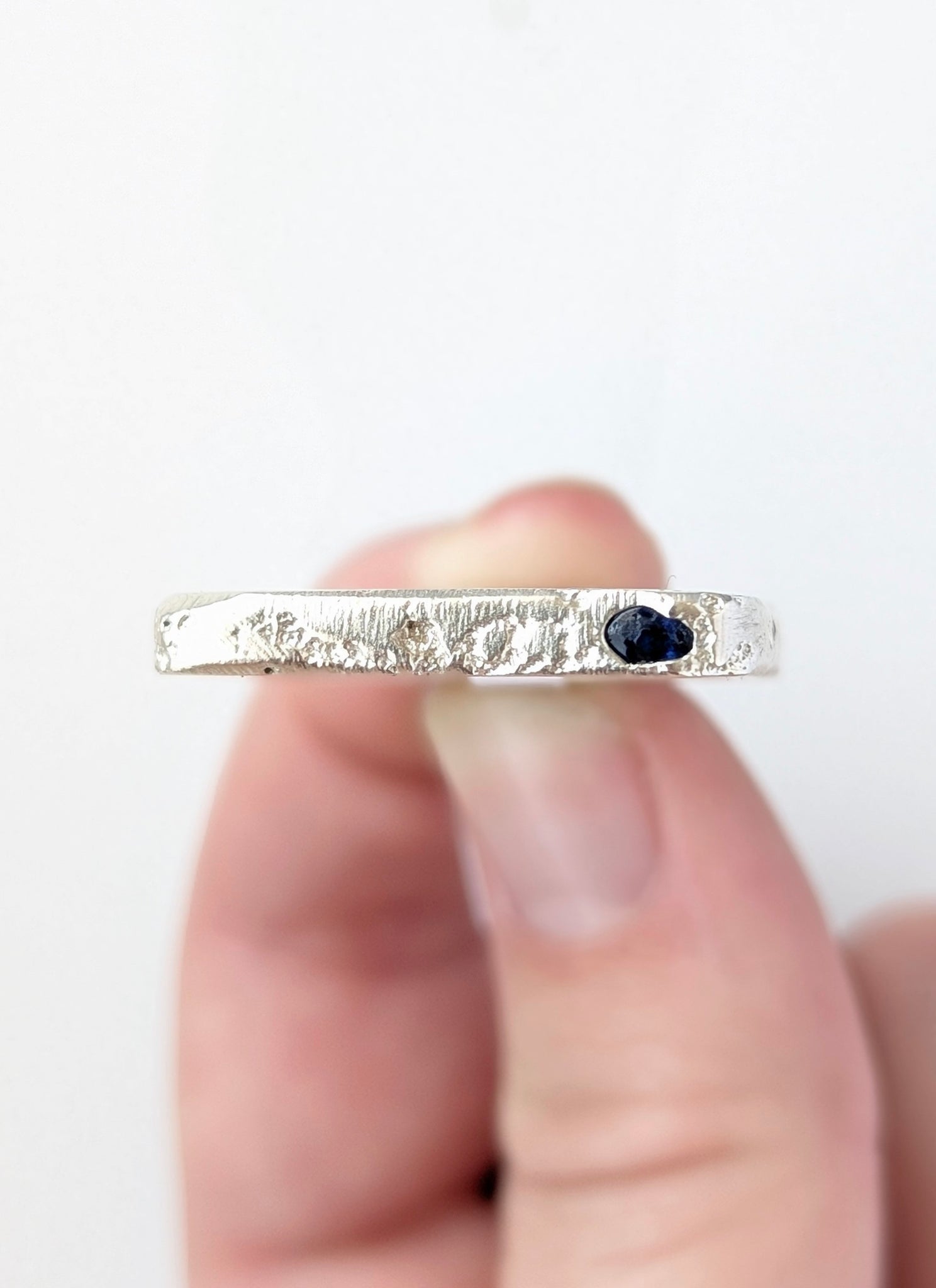 Casted Lab Sapphire Ring, Size 12