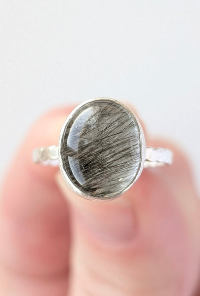 Rutile Quartz Stacking Ring, Size 6