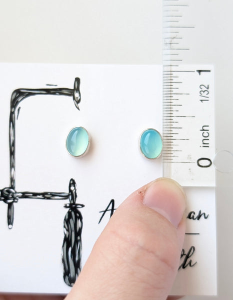 Caribbean Chalcedony Stud Earrings