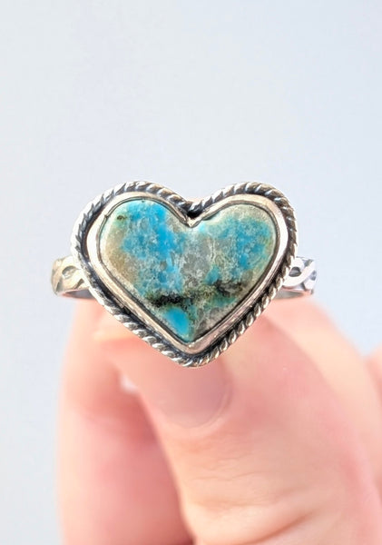 Turquoise Heart Ring, Size 11