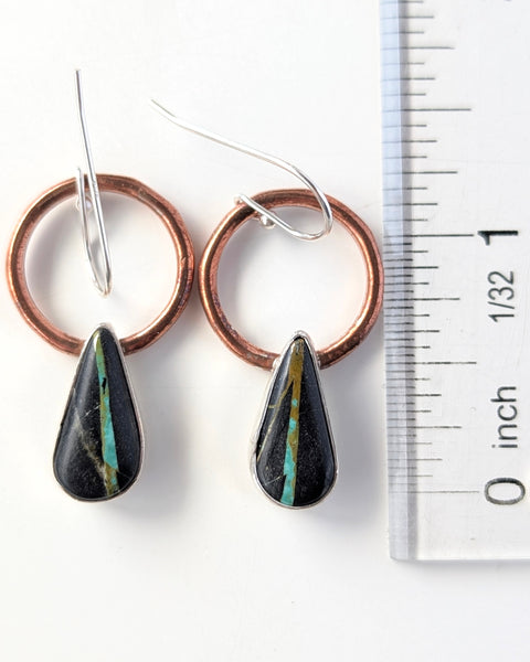Blackjack Turquoise and Copper Earrings