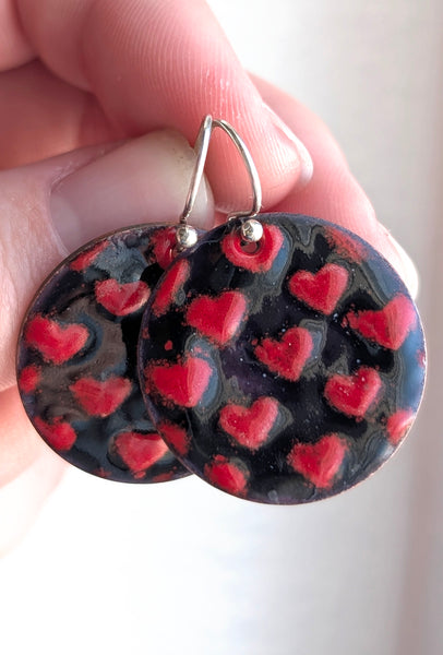 Enameled Heart Earrings