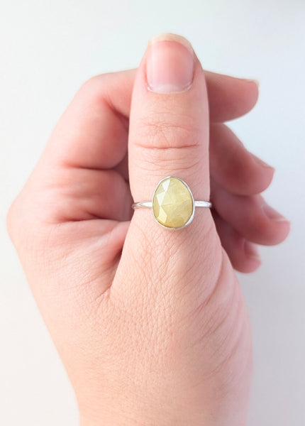 Rutile Quartz Stacking Ring, Size 8.5