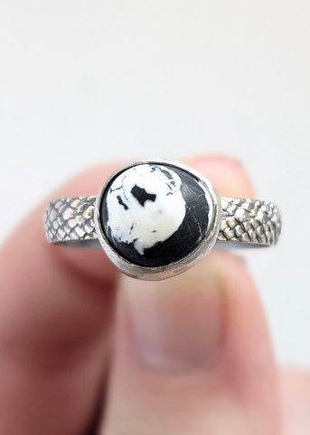White Buffalo Turquoise Ring, Size 11