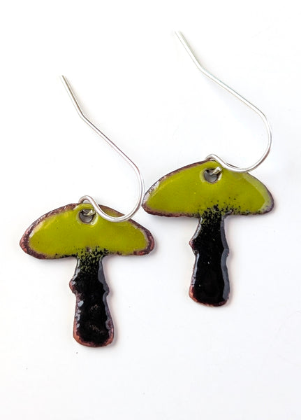 Enameled Mushroom Earrings