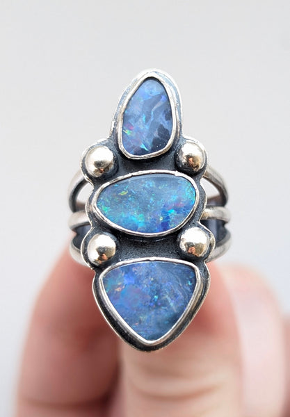 Boulder Opal Doublet Ring, Size 9